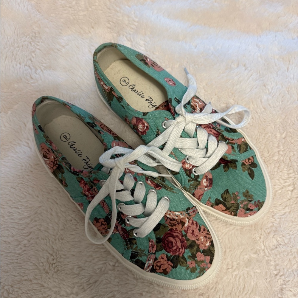Charlie Paige Floral Canvas Sneakers NWOT